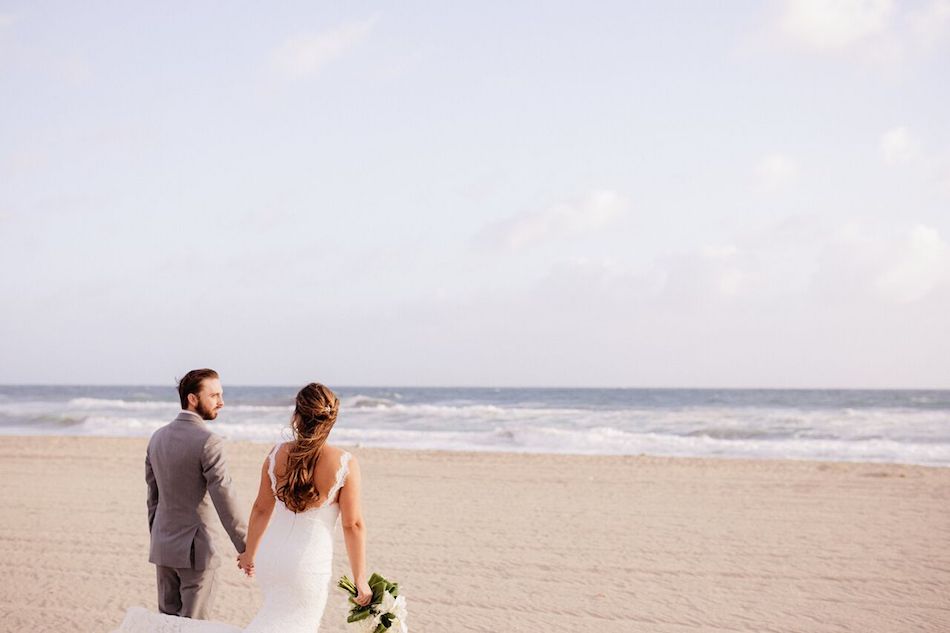 beach wedding, bride and groom, navy, navy and white, flowers, beach, wedding flowers