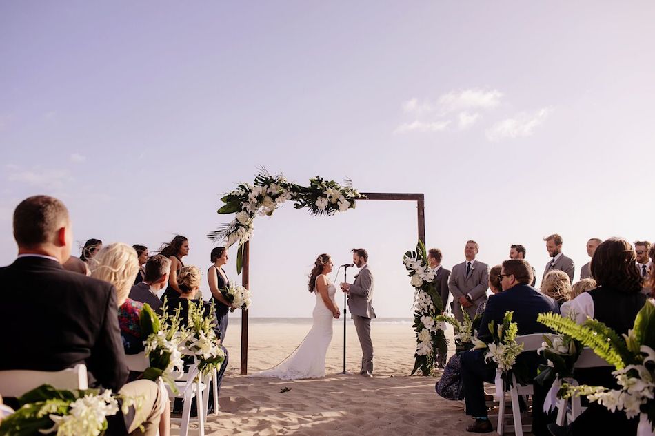 ceremony, beach ceremony, beach wedding, wedding flowers, navy, navy and white, tropical, 