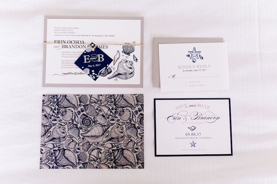 invitations, navy and white, navy, wedding, flowers by cina