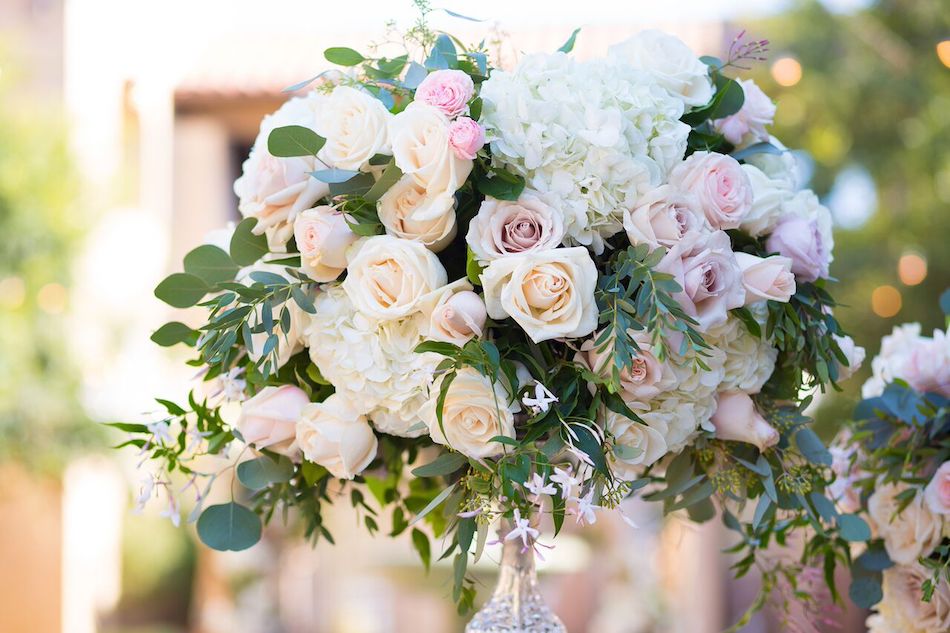 centerpieces, blush wedding, blush flowers, romantic blush, serra plaza