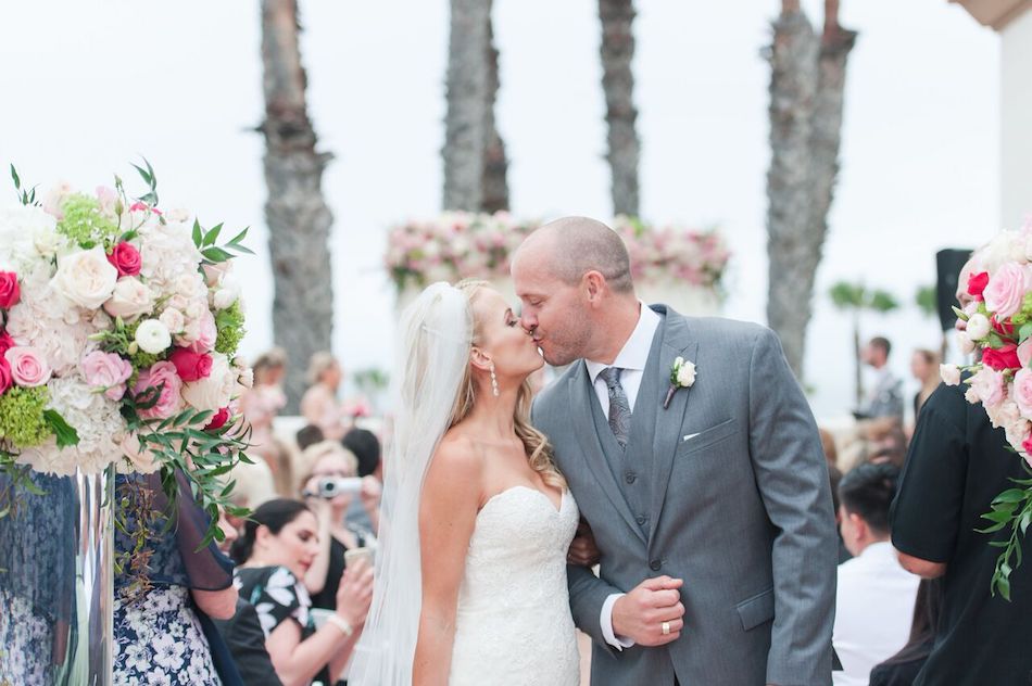 Romantic Pink Waterfront Beach Resort Wedding