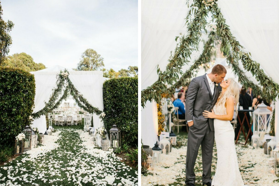 zach ertz, julie Johnston, philadelphia eagles, super bowl, bacara resort, kelsey events, white wedding, flowers by cina, orange county florist, orange county floral design, floral design