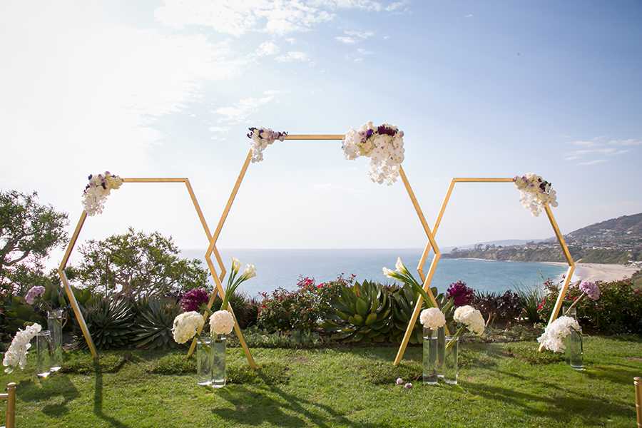 flowers by cina, ritz carlton laguna niguel, purple, ivory, strictly weddings, feature