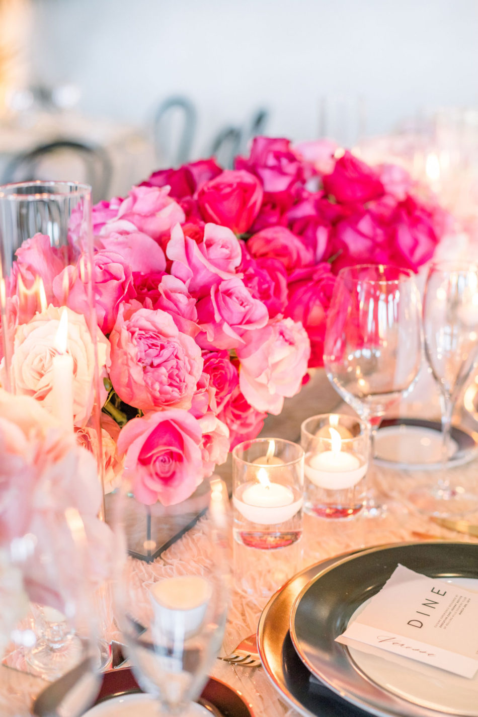 ombre centerpiece, pink centerpiece, spring centerpiece, floral design, florist, wedding florist, wedding flowers, orange county weddings, orange county wedding florist, orange county florist, orange county floral design, flowers by cina