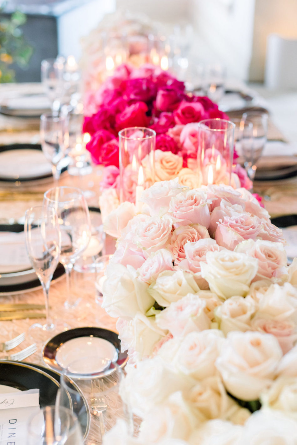 ombre centerpiece, pink centerpiece, spring centerpiece, floral design, florist, wedding florist, wedding flowers, orange county weddings, orange county wedding florist, orange county florist, orange county floral design, flowers by cina