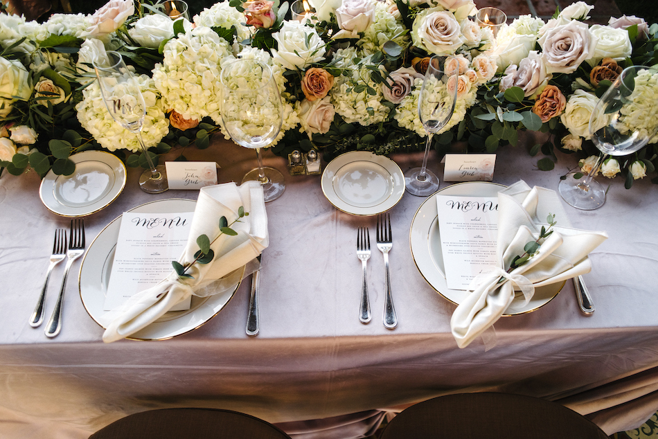 pastel tablescape, gold tablescape details, pastel centerpiece, traditional pastel wedding, Flowers by Cina, orange county wedding florist, orange county weddings, floral design, orange county floral designer, floral designer