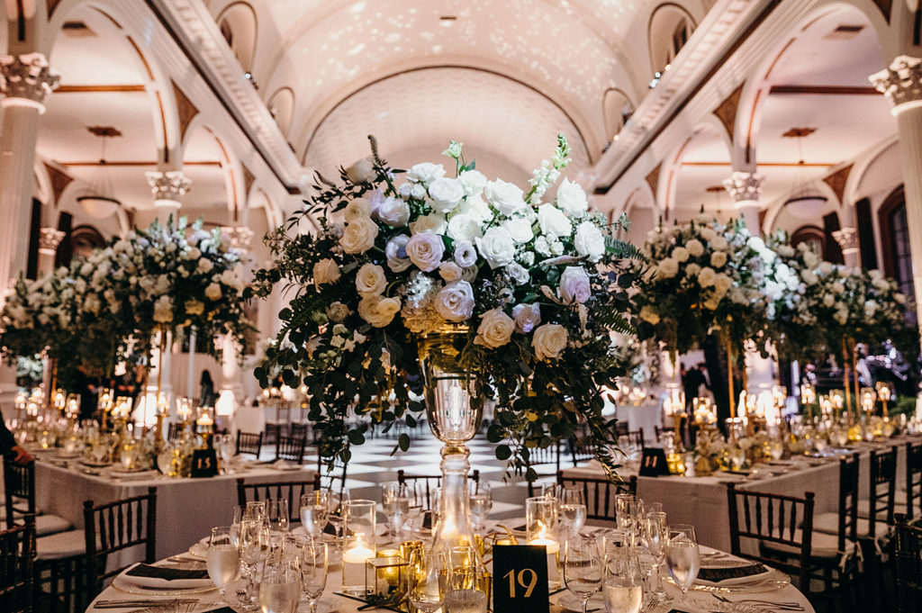 tall centerpiece, white elevated centerpiece, white reception centerpiece, floral design, florist, wedding florist, wedding flowers, orange county weddings, orange county wedding florist, orange county florist, orange county floral design, flowers by cina