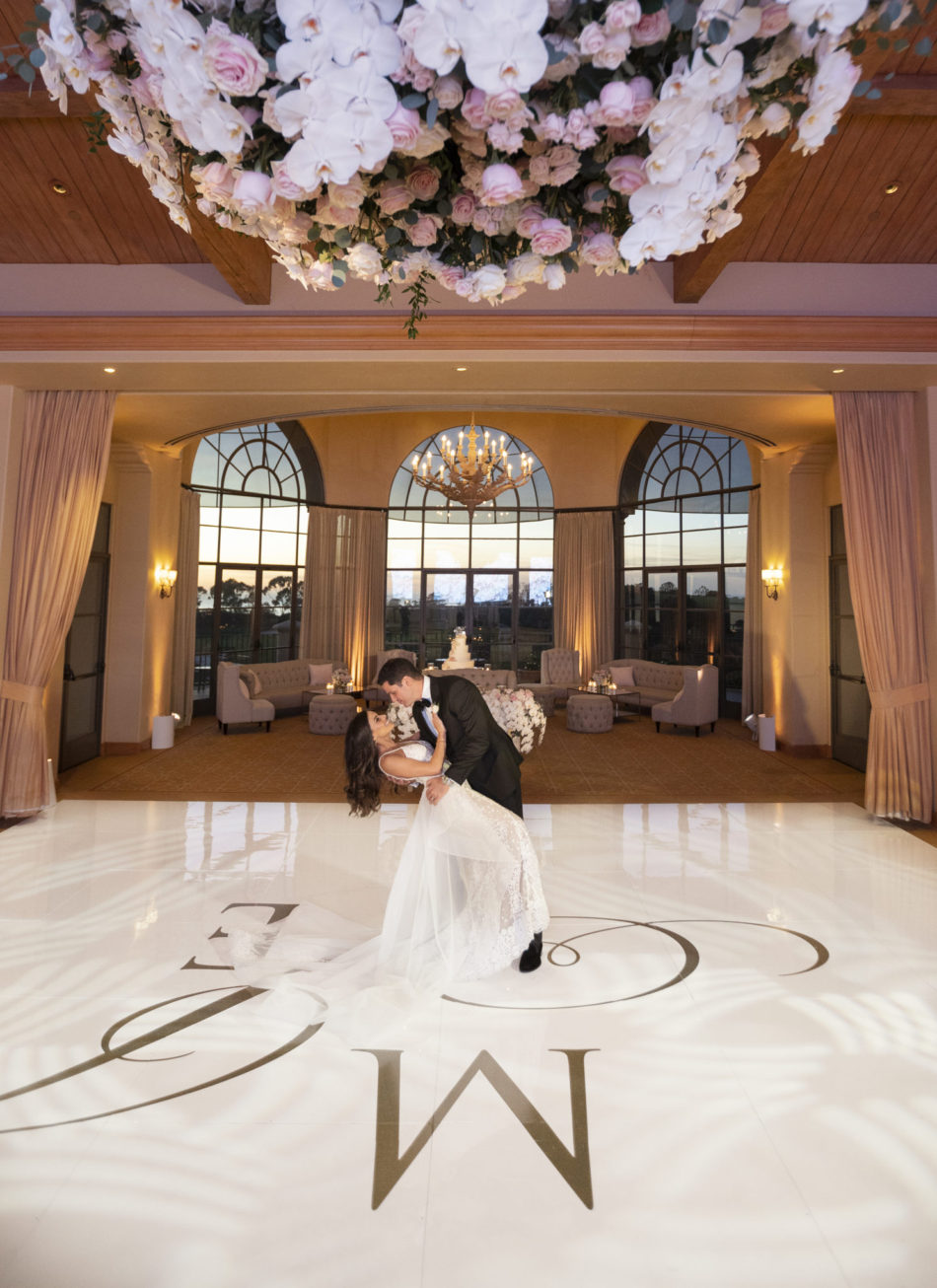 first dance, ballroom reception, floral chandelier, floral design, florist, wedding florist, wedding flowers, orange county weddings, orange county wedding florist, orange county florist, orange county floral design, flowers by cina