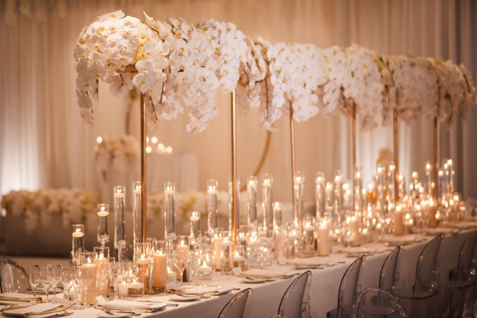 elevated centerpieces, orchid centerpiece, white centerpiece, floral design, florist, wedding florist, wedding flowers, orange county weddings, orange county wedding florist, orange county florist, orange county floral design, flowers by cina