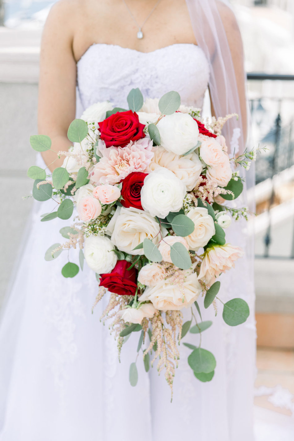 red bridal bouquet, blush bridal bouquet, colorful bridal bouquet, floral design, florist, wedding florist, wedding flowers, orange county weddings, orange county wedding florist, orange county florist, orange county floral design, flowers by cina