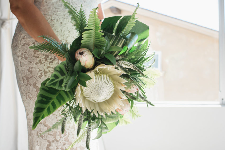 tropical bouquet, modern bridal bouquet, lush bouquet, floral design, florist, wedding florist, wedding flowers, orange county weddings, orange county wedding florist, orange county florist, orange county floral design, flowers by cina