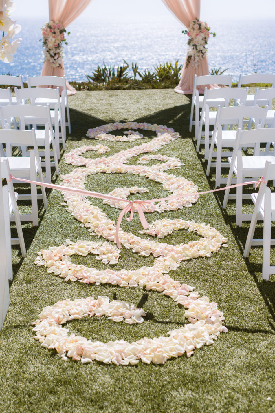 pink aisle petals, pink petals, aisle petals, floral design, florist, wedding florist, wedding flowers, orange county weddings, orange county wedding florist, orange county florist, orange county floral design, flowers by cina