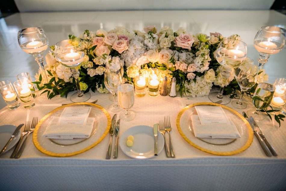 blush sweetheart table, blush centerpiece, gold and blush tabletop, floral design, florist, wedding florist, wedding flowers, orange county weddings, orange county wedding florist, orange county florist, orange county floral design, flowers by cina