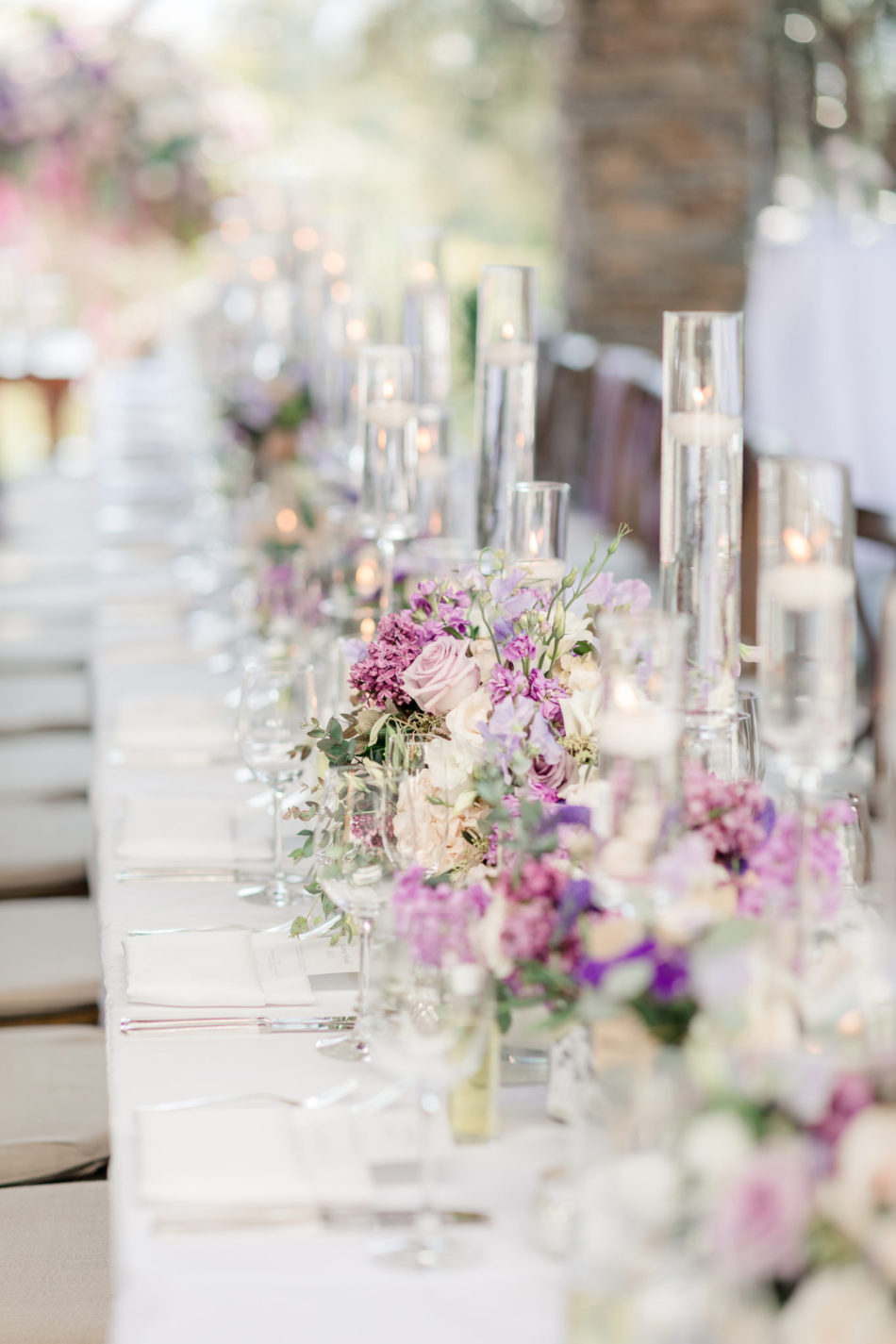 purple tabletop, lavender tabletop, purple centerpieces, floral design, florist, wedding florist, wedding flowers, orange county weddings, orange county wedding florist, orange county florist, orange county floral design, flowers by cina