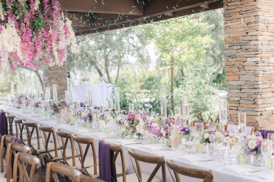 outdoor reception, lavender reception, purple tabletop, floral design, florist, wedding florist, wedding flowers, orange county weddings, orange county wedding florist, orange county florist, orange county floral design, flowers by cina