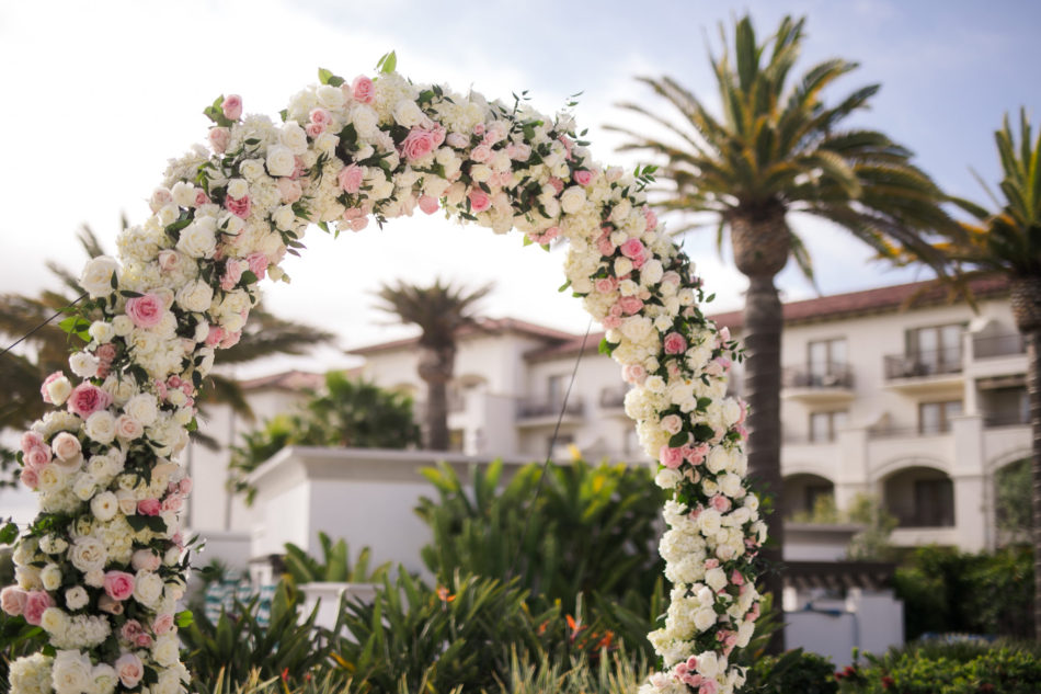 floral arch, blush floral arch, outdoor wedding, floral design, florist, wedding florist, wedding flowers, orange county weddings, orange county wedding florist, orange county florist, orange county floral design, flowers by cina
