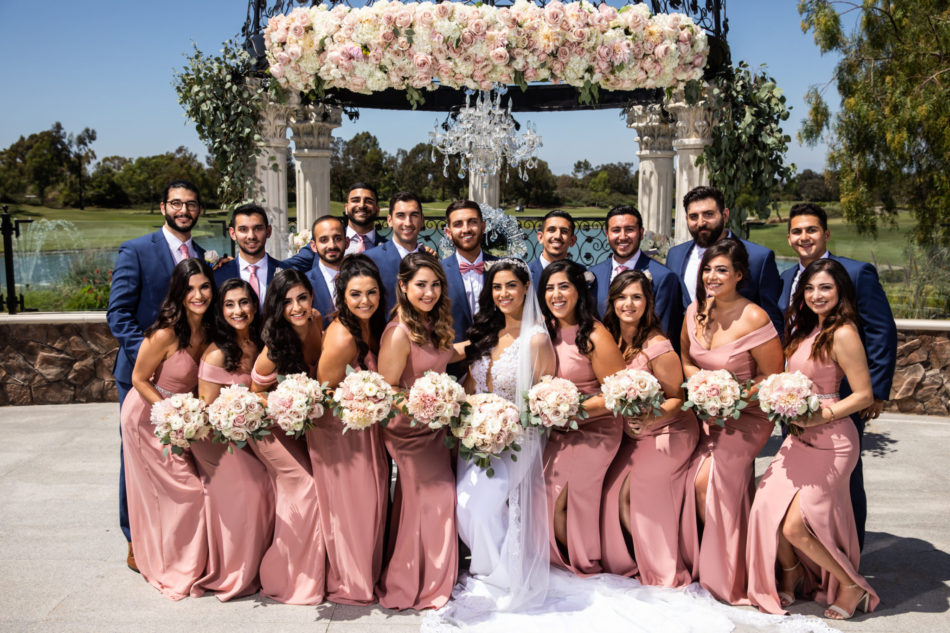 heartwarming persian wedding, bridal party, pink bridesmaids dresses, Persian wedding, floral design, florist, wedding florist, wedding flowers, orange county weddings, orange county wedding florist, orange county florist, orange county floral design, flowers by cina