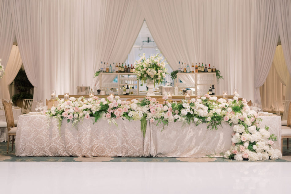 beverly hills wedding, blush head table, blush blooms, floral design, florist, wedding florist, wedding flowers, orange county weddings, orange county wedding florist, orange county florist, orange county floral design, flowers by cina