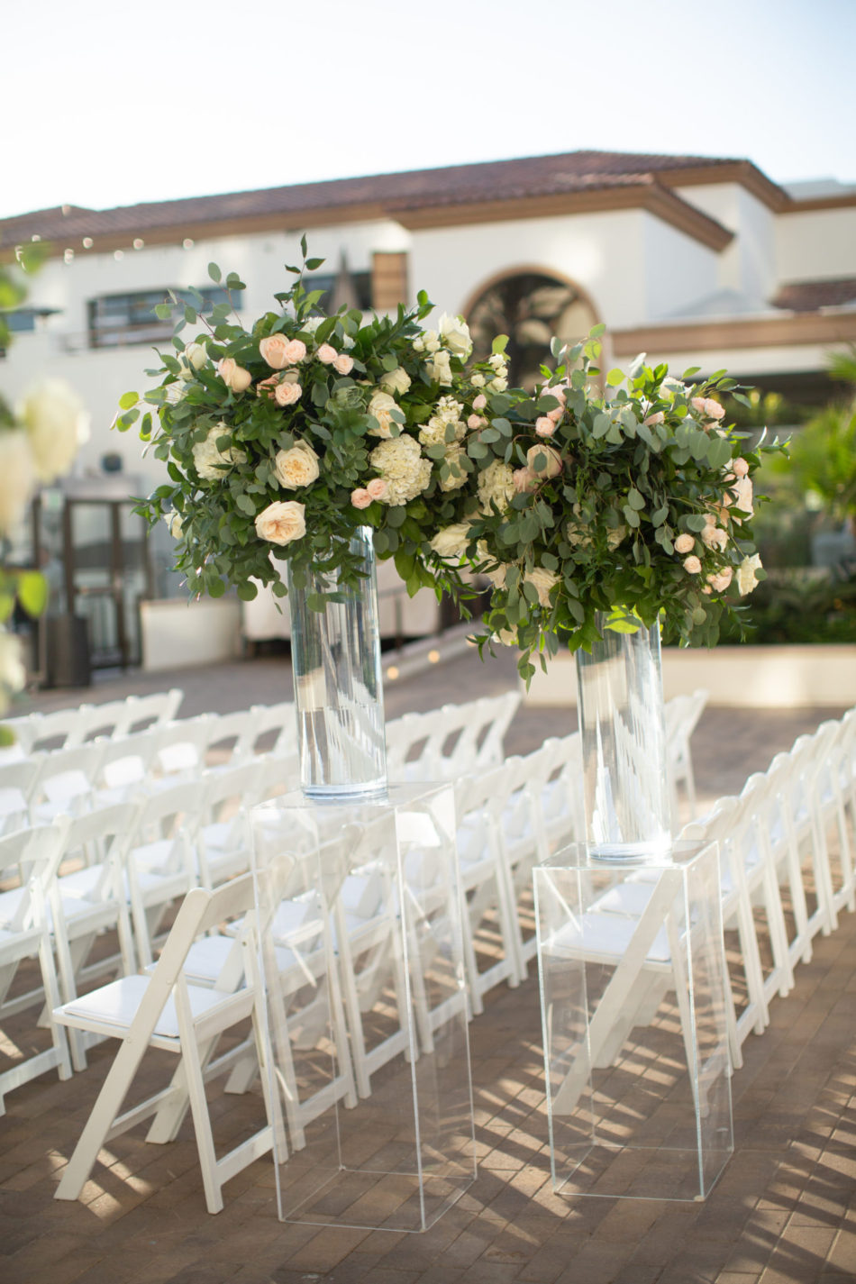 romantic waterfront wedding, elevated floral arrangements, ceremony florals, floral design, florist, wedding florist, wedding flowers, orange county weddings, orange county wedding florist, orange county florist, orange county floral design, flowers by cina