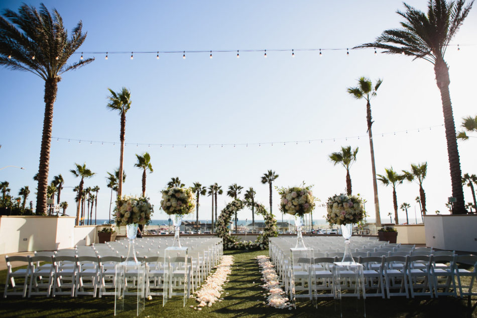 classic blue hued wedding, outdoor ceremony, floral-filled ceremony, beautiful coastal wedding, floral design, florist, wedding florist, wedding flowers, orange county weddings, orange county wedding florist, orange county florist, orange county floral design, flowers by cina