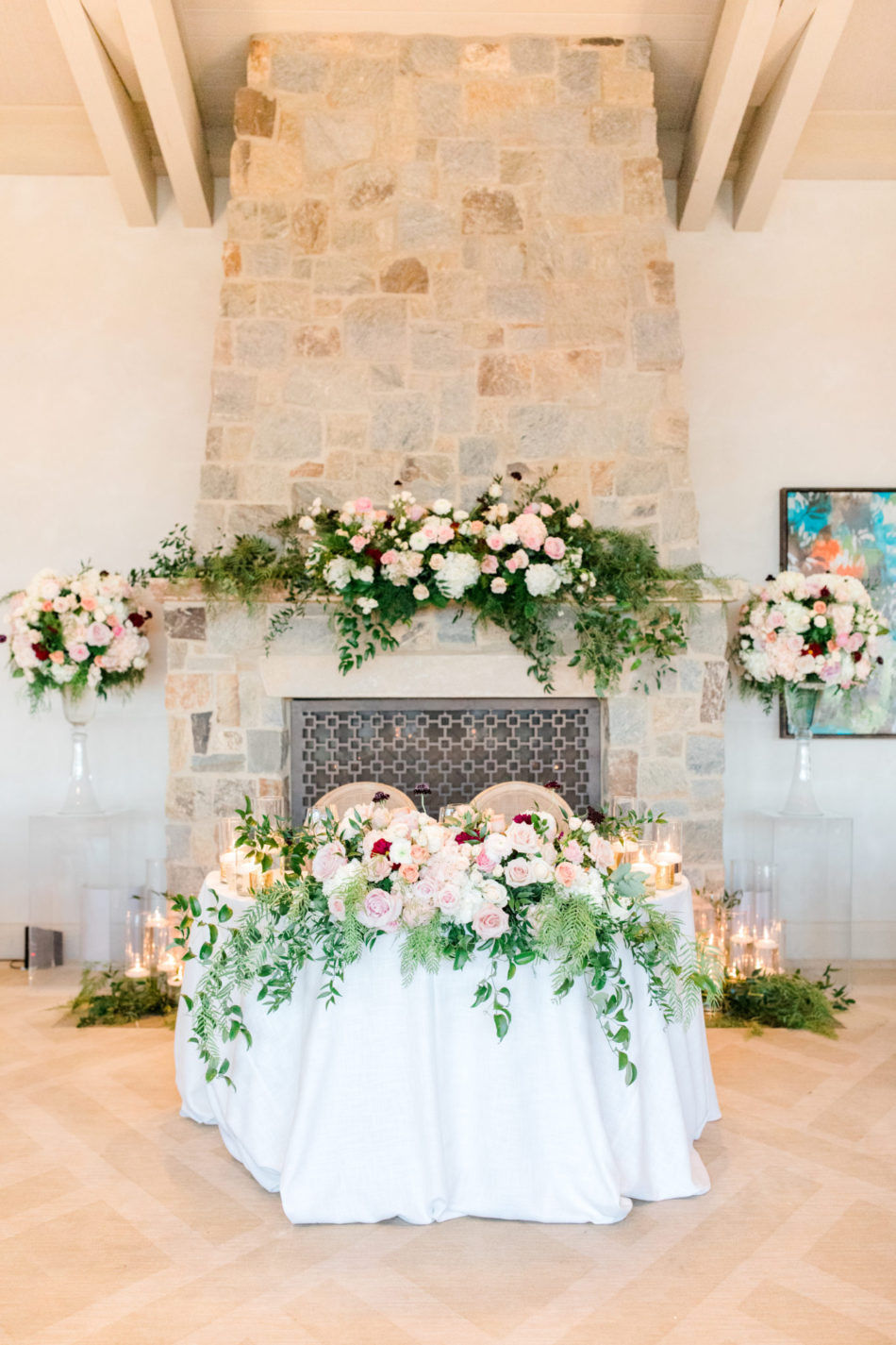 sweetheart table, blush blooms, gorgeous floral-filled wedding, floral design, florist, wedding florist, wedding flowers, orange county weddings, orange county wedding florist, orange county florist, orange county floral design, flowers by cina