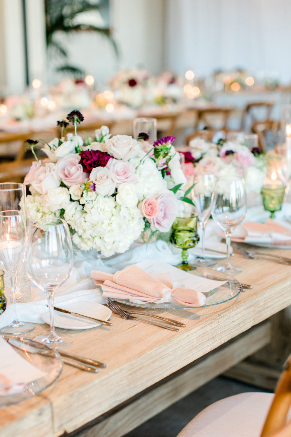 blush tablescape, blush centerpiece, gorgeous floral-filled wedding, floral design, florist, wedding florist, wedding flowers, orange county weddings, orange county wedding florist, orange county florist, orange county floral design, flowers by cina