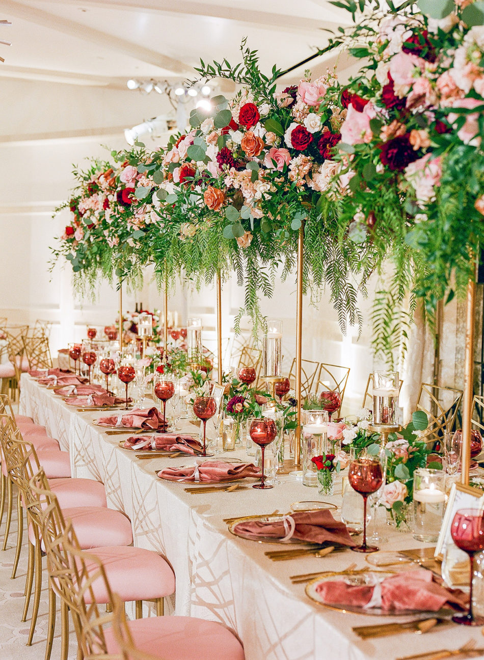 romantic beverly hills wedding, reception decor, red blooms, floral design, florist, wedding florist, wedding flowers, orange county weddings, orange county wedding florist, orange county florist, orange county floral design, flowers by cina