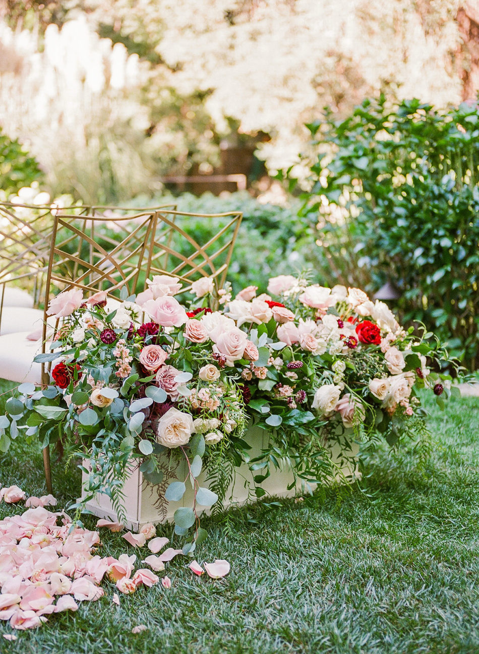 ceremony blooms, red blooms, romantic beverly hills wedding, floral design, florist, wedding florist, wedding flowers, orange county weddings, orange county wedding florist, orange county florist, orange county floral design, flowers by cina