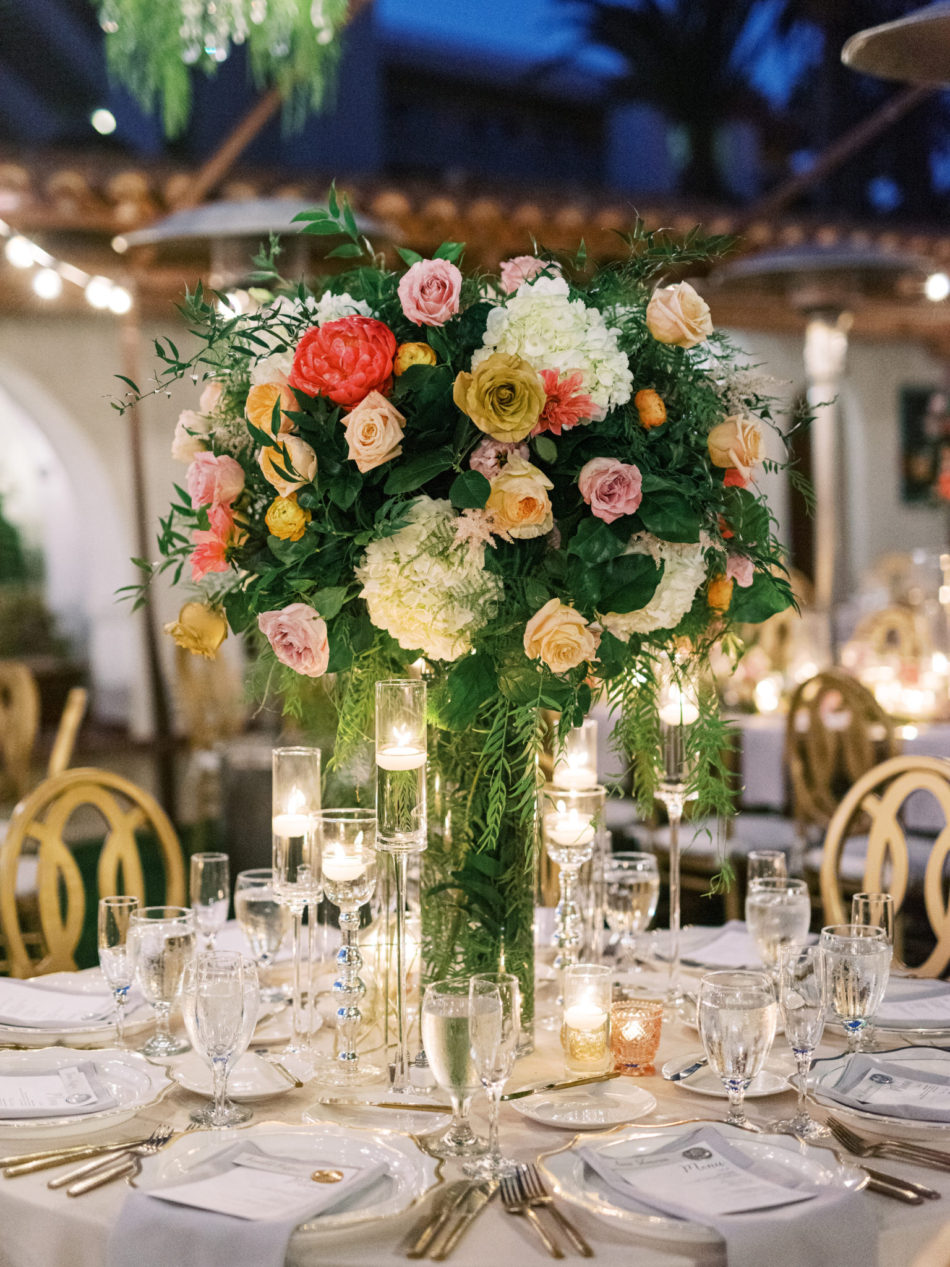 elevated centerpiece, colorful centerpiece, gorgeous alfresco reception, floral design, florist, wedding florist, wedding flowers, orange county weddings, orange county wedding florist, orange county florist, orange county floral design, flowers by cina