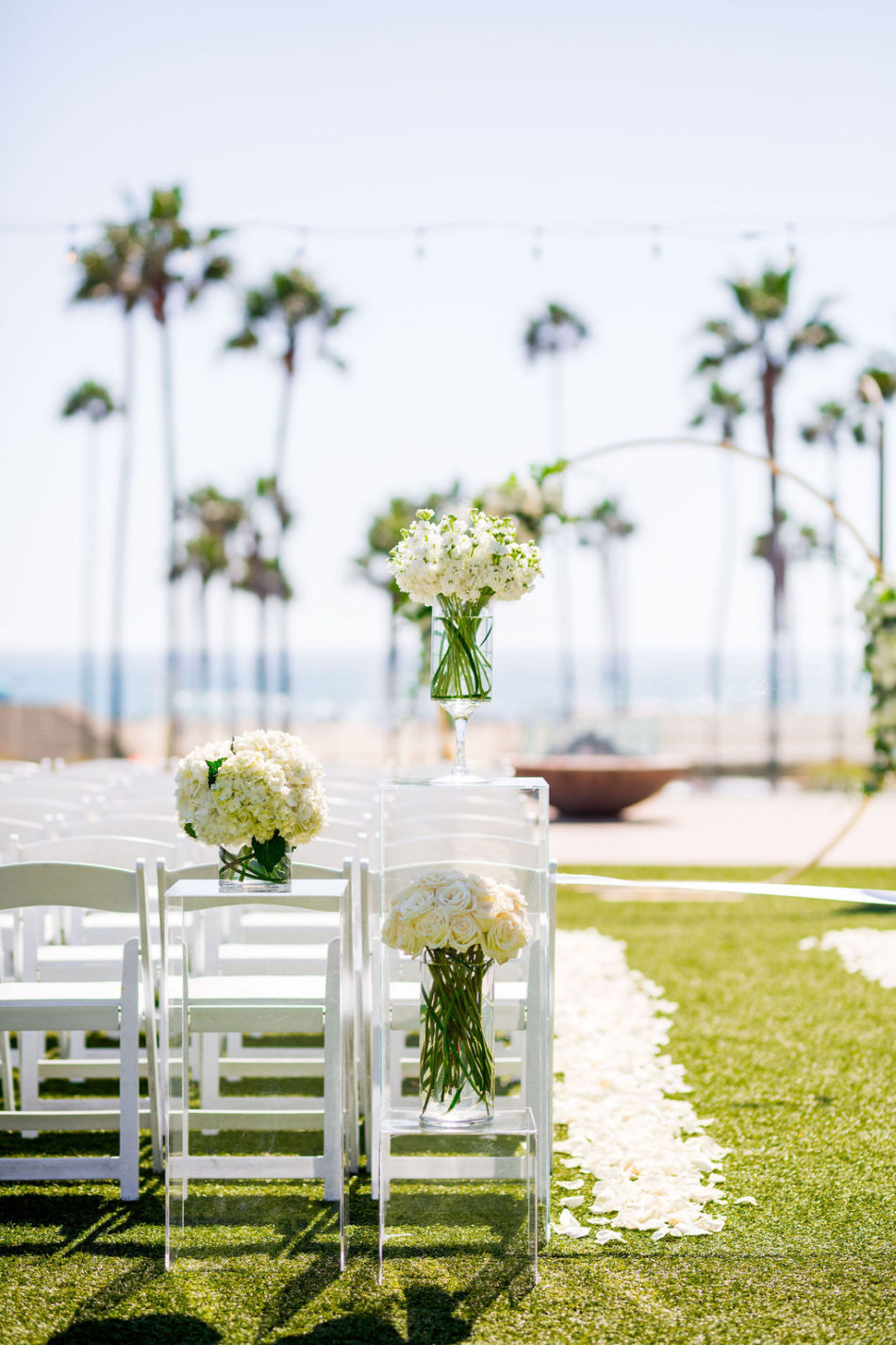 white ceremony florals, petalfilled aisle, ethereal white wedding, florist, wedding florist, wedding flowers, orange county weddings, orange county wedding florist, orange county florist, orange county floral design, flowers by cina