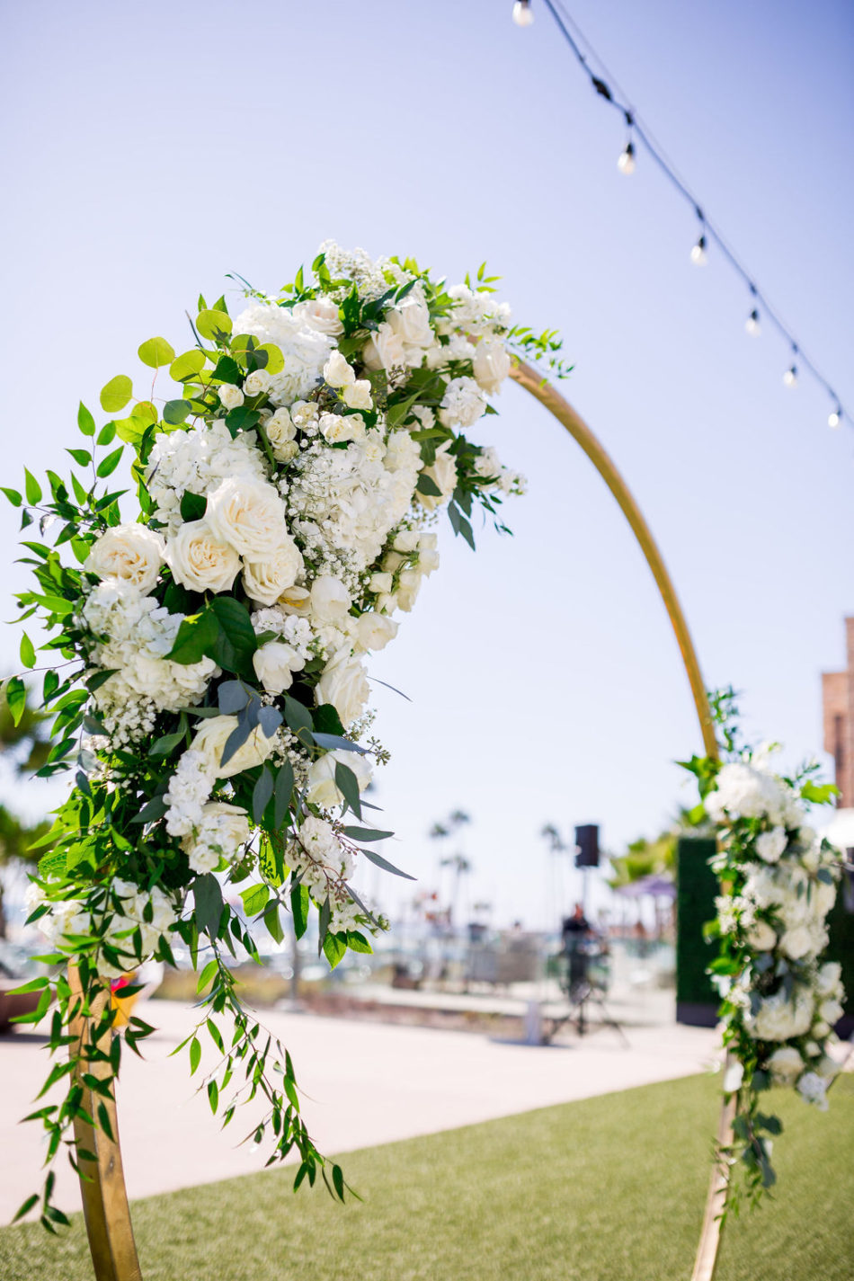 ceremony florals, floral arch, ethereal white wedding, florist, wedding florist, wedding flowers, orange county weddings, orange county wedding florist, orange county florist, orange county floral design, flowers by cina