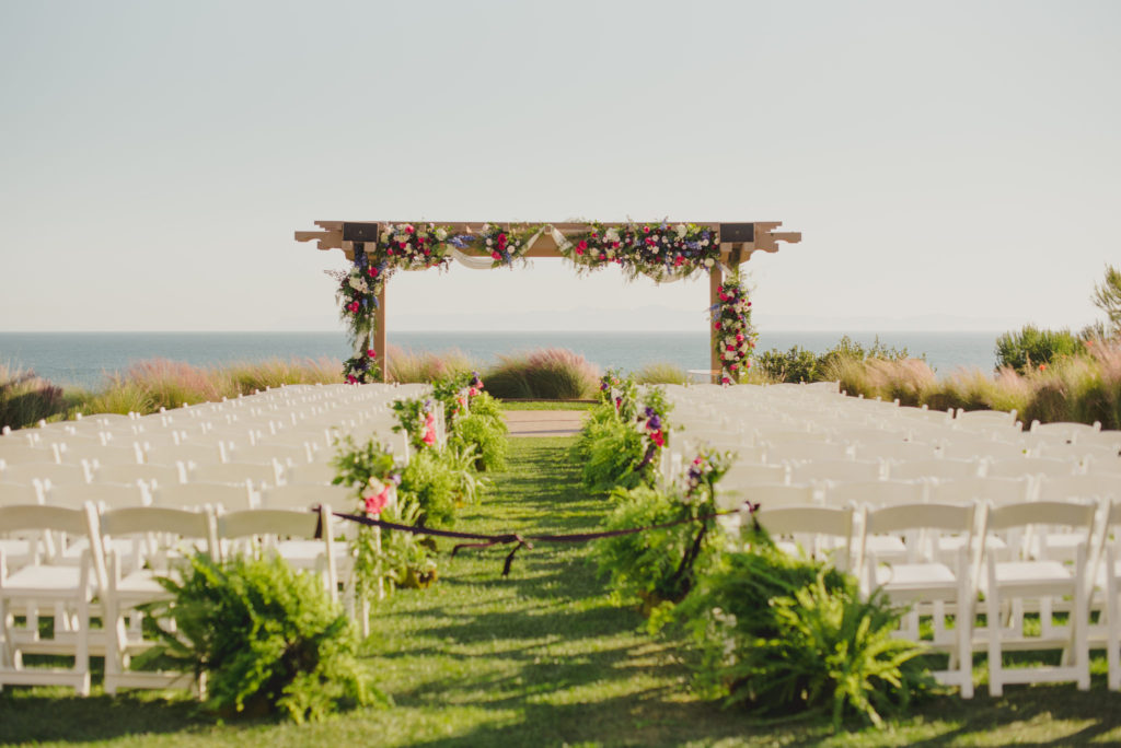 colorful ceremony decor, colorful ceremony florals, vibrant oceanfront wedding, floral design, florist, wedding florist, wedding flowers, orange county weddings, orange county wedding florist, orange county florist, orange county floral design, flowers by cina
