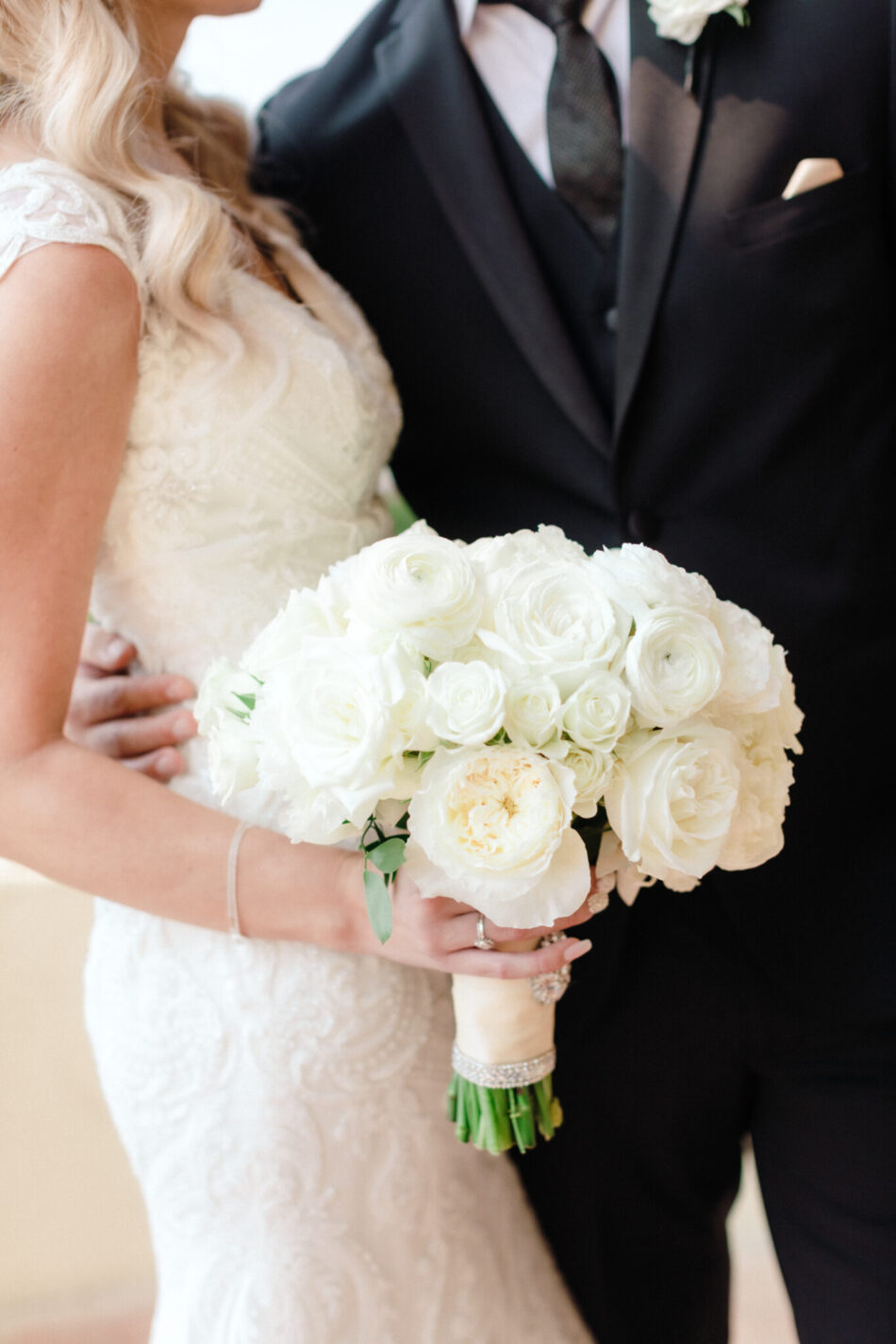 white bridal bouquet, classic bridal bouquet, beautiful floral-filled wedding, floral design, florist, wedding florist, wedding flowers, orange county weddings, orange county wedding florist, orange county florist, orange county floral design, flowers by cina