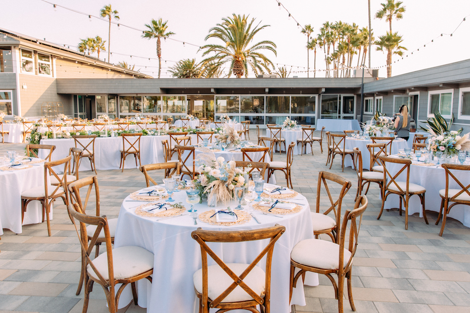 floral design, florist, wedding florist, wedding flowers, orange county weddings, orange county wedding florist, orange county florist, orange county floral design, flowers by cina, blue tabletop decor, alfresco reception, something blue