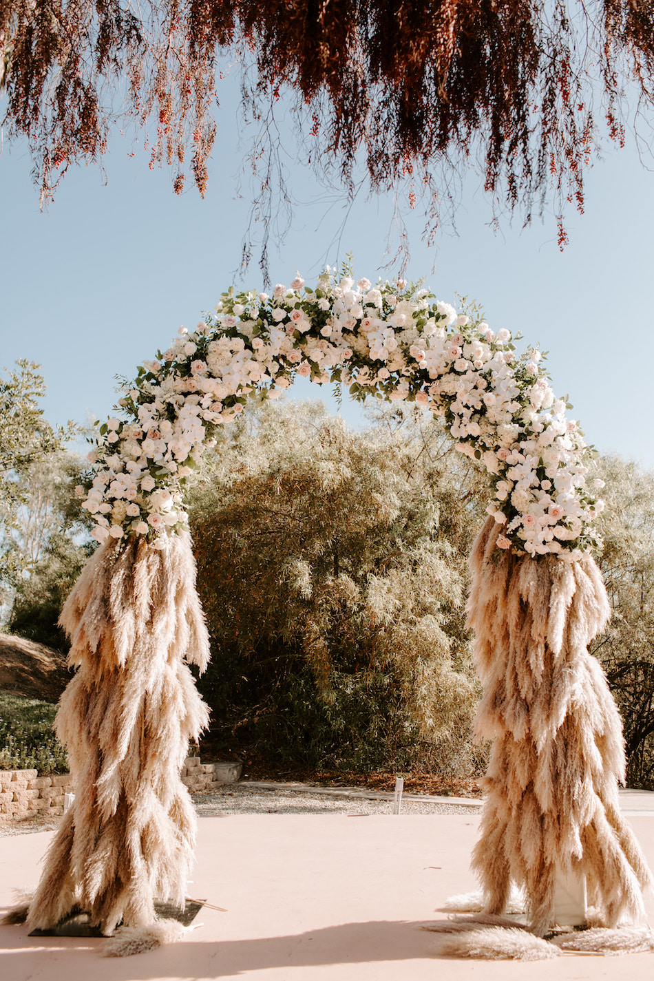 boho ceremony arch, boho ceremony, floral arch, floral design, florist, wedding florist, wedding flowers, orange county weddings, orange county wedding florist, orange county florist, orange county floral design, flowers by cina