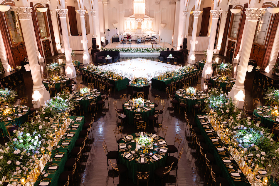 Extravagant Wedding in Emerald Green, Ivory, and Gold at Vibiana