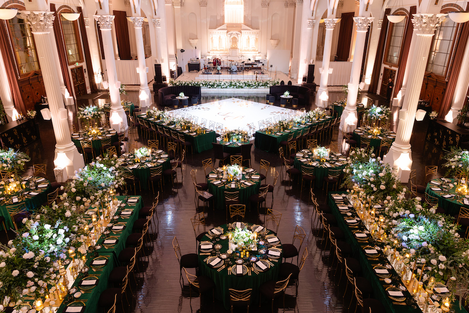 wedding reception, emerald green decor, green wedding decor, floral design, florist, wedding florist, wedding flowers, orange county weddings, orange county wedding florist, orange county florist, orange county floral design, flowers by cina