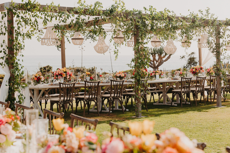 reception structure, alfresco reception, vibrant reception blooms, floral design, florist, wedding florist, wedding flowers, orange county weddings, orange county wedding florist, orange county florist, orange county floral design, flowers by cina