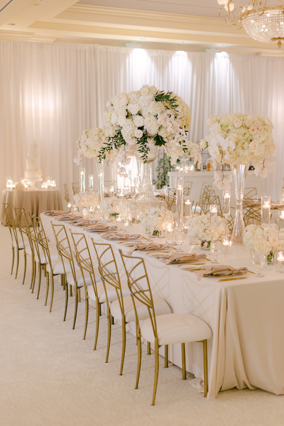 floral design, florist, wedding florist, wedding flowers, orange county weddings, orange county wedding florist, orange county florist, orange county floral design, flowers by cina, gold decor, reception florals, elevated centerpiece