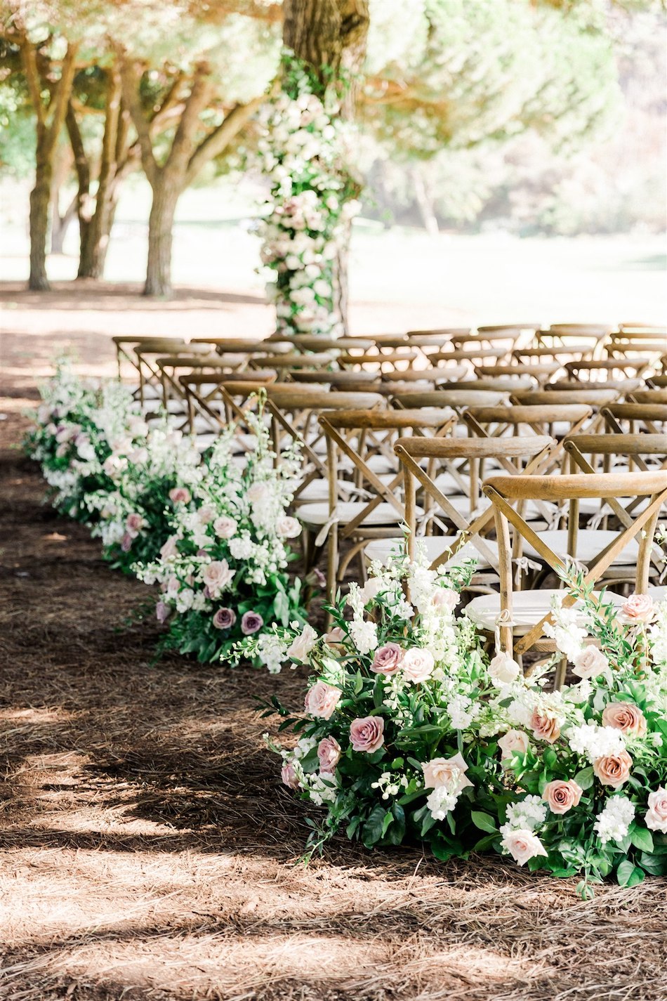 outdoor weddings, floral-filled aisle, whimsical blooms, floral design, florist, wedding florist, wedding flowers, orange county weddings, orange county wedding florist, orange county florist, orange county floral design, flowers by cina