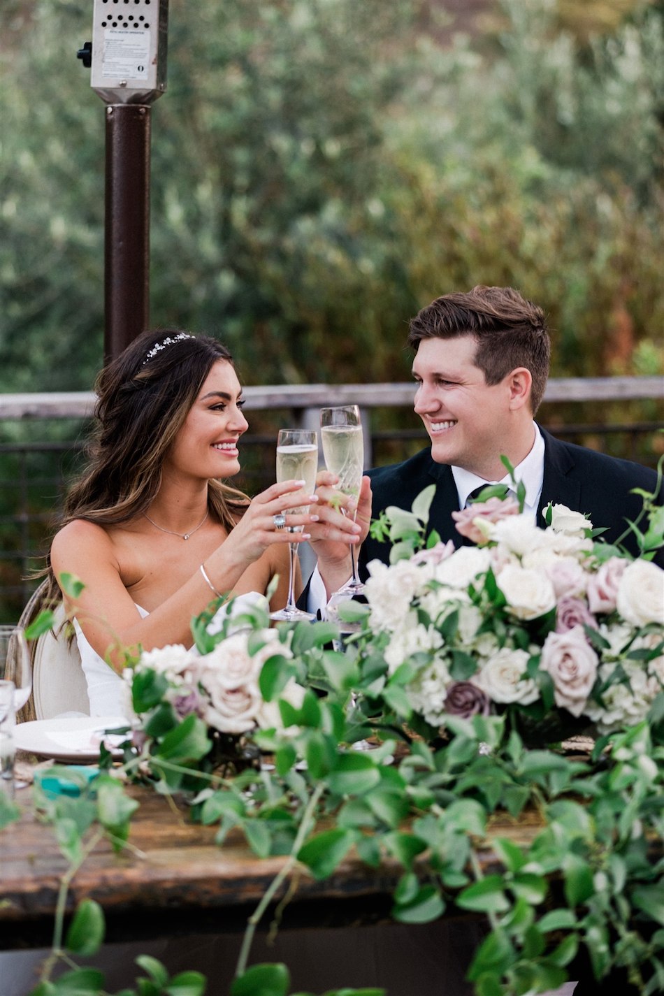 cheers, sweetheart table, just married, floral design, florist, wedding florist, wedding flowers, orange county weddings, orange county wedding florist, orange county florist, orange county floral design, flowers by cina