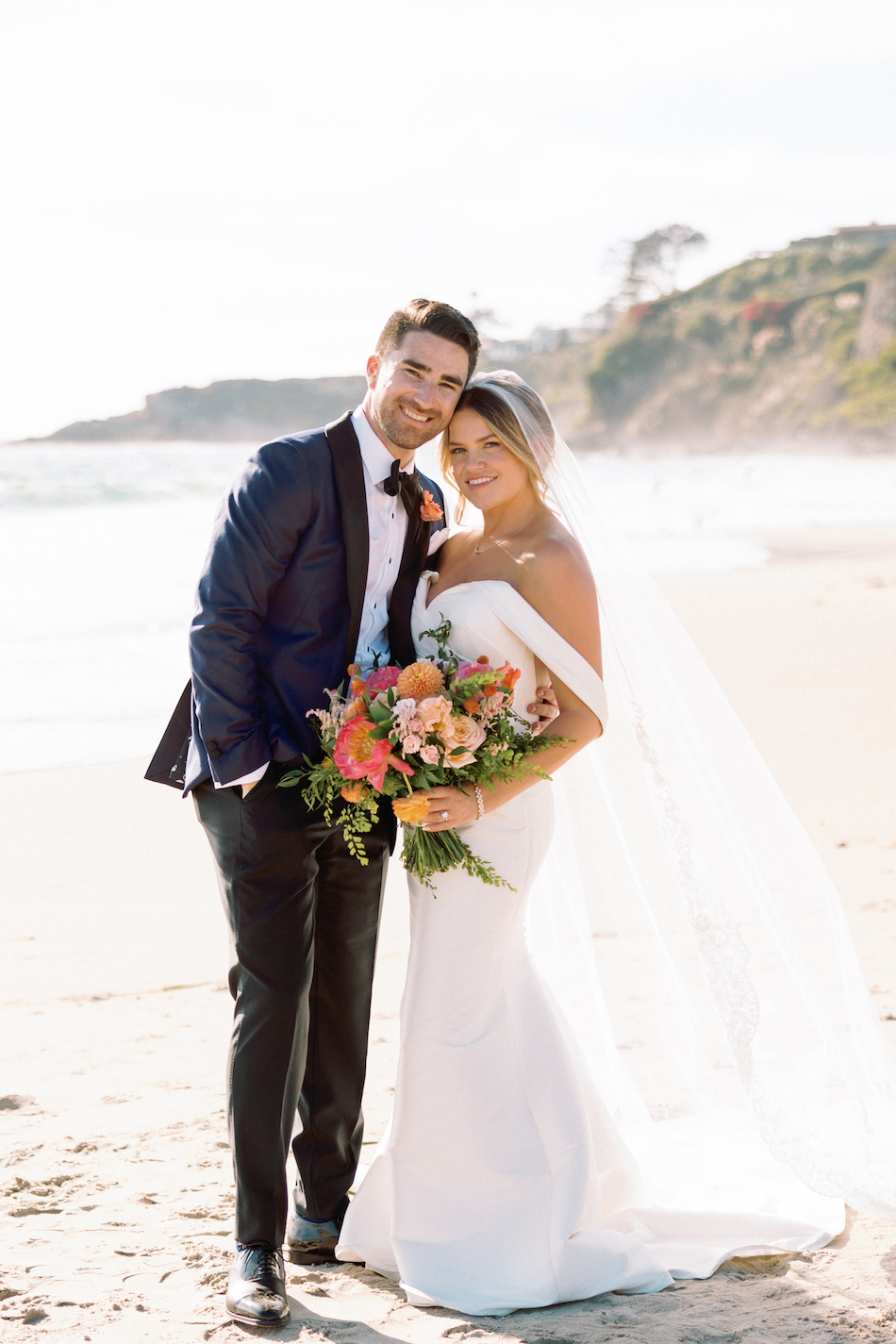 bride and groom, just married, vibrant bridal bouquet, floral design, florist, wedding florist, wedding flowers, orange county weddings, orange county wedding florist, orange county florist, orange county floral design, flowers by cina