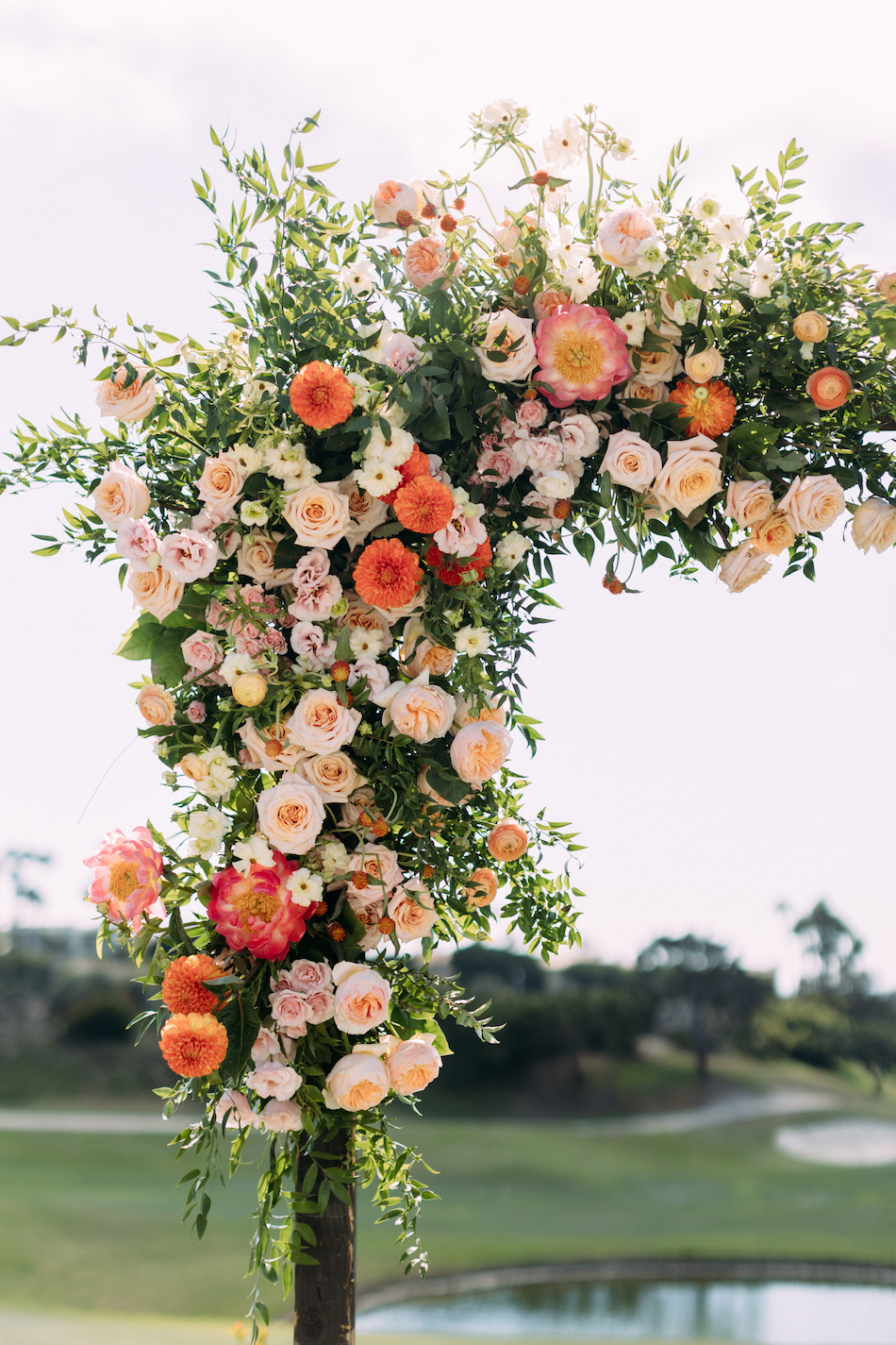 floral arch, ceremony arch, vibrant ceremony arch, floral design, florist, wedding florist, wedding flowers, orange county weddings, orange county wedding florist, orange county florist, orange county floral design, flowers by cina