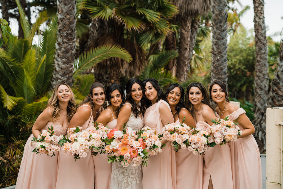 blush bridesmaids dresses, bridesmaid, bouquets, floral design, florist, wedding florist, wedding flowers, orange county weddings, orange county wedding florist, orange county florist, orange county floral design, flowers by cina