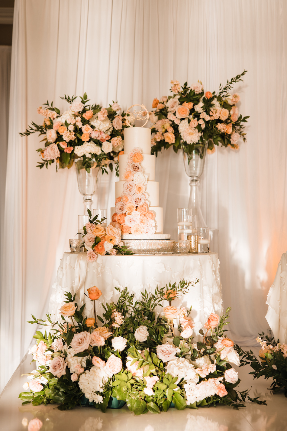 cake display, wedding cake, blush florals, floral design, florist, wedding florist, wedding flowers, orange county weddings, orange county wedding florist, orange county florist, orange county floral design, flowers by cina