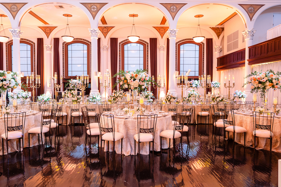 ballroom reception, fairytale wedding reception, elevated centerpiece, floral design, florist, wedding florist, wedding flowers, orange county weddings, orange county wedding florist, orange county florist, orange county floral design, flowers by cina