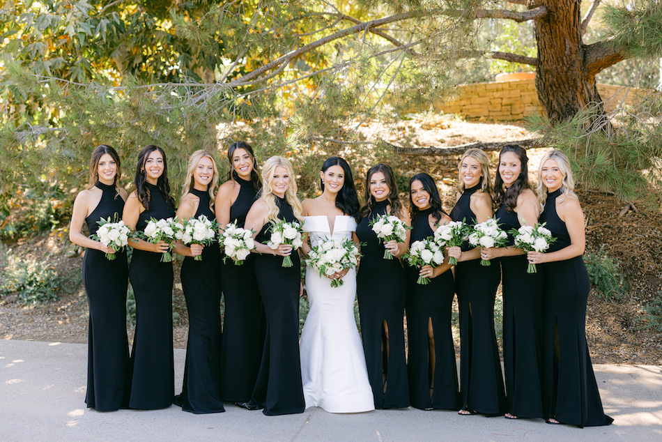 floral design, florist, wedding florist, wedding flowers, orange county weddings, orange county wedding florist, orange county florist, orange county floral design, flowers by cina, bridesmaids, black bridesmaids dresses, black dress