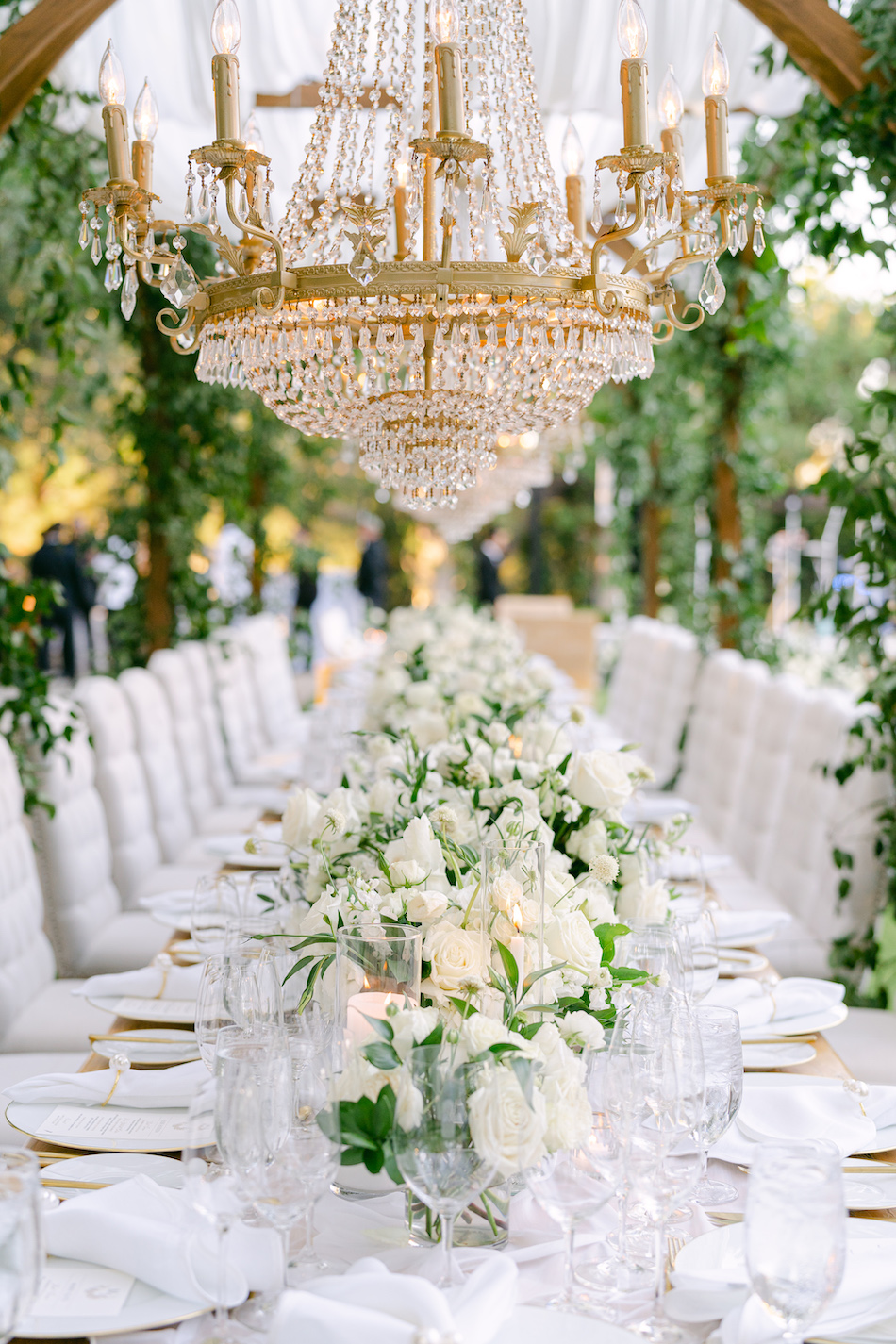 floral design, florist, wedding florist, wedding flowers, orange county weddings, orange county wedding florist, orange county florist, orange county floral design, flowers by cina, white centerpiece, chandelier, white reception