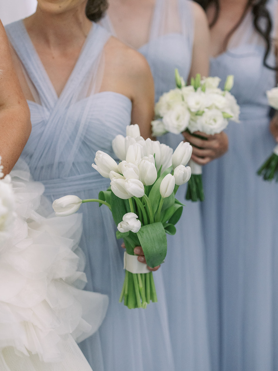 white bouquet, bridesmaid, blue bridesmaid dresses, floral design, florist, wedding florist, wedding flowers, orange county weddings, orange county wedding florist, orange county florist, orange county floral design, flowers by cina