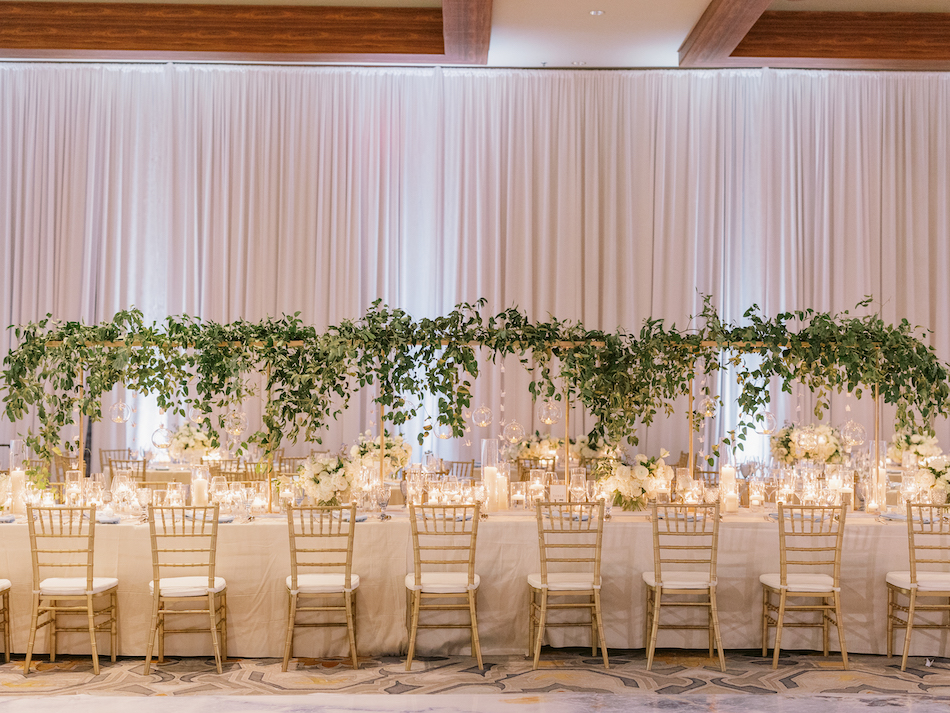 floral bride, elevated centerpiece, gold reception chairs, floral design, florist, wedding florist, wedding flowers, orange county weddings, orange county wedding florist, orange county florist, orange county floral design, flowers by cina